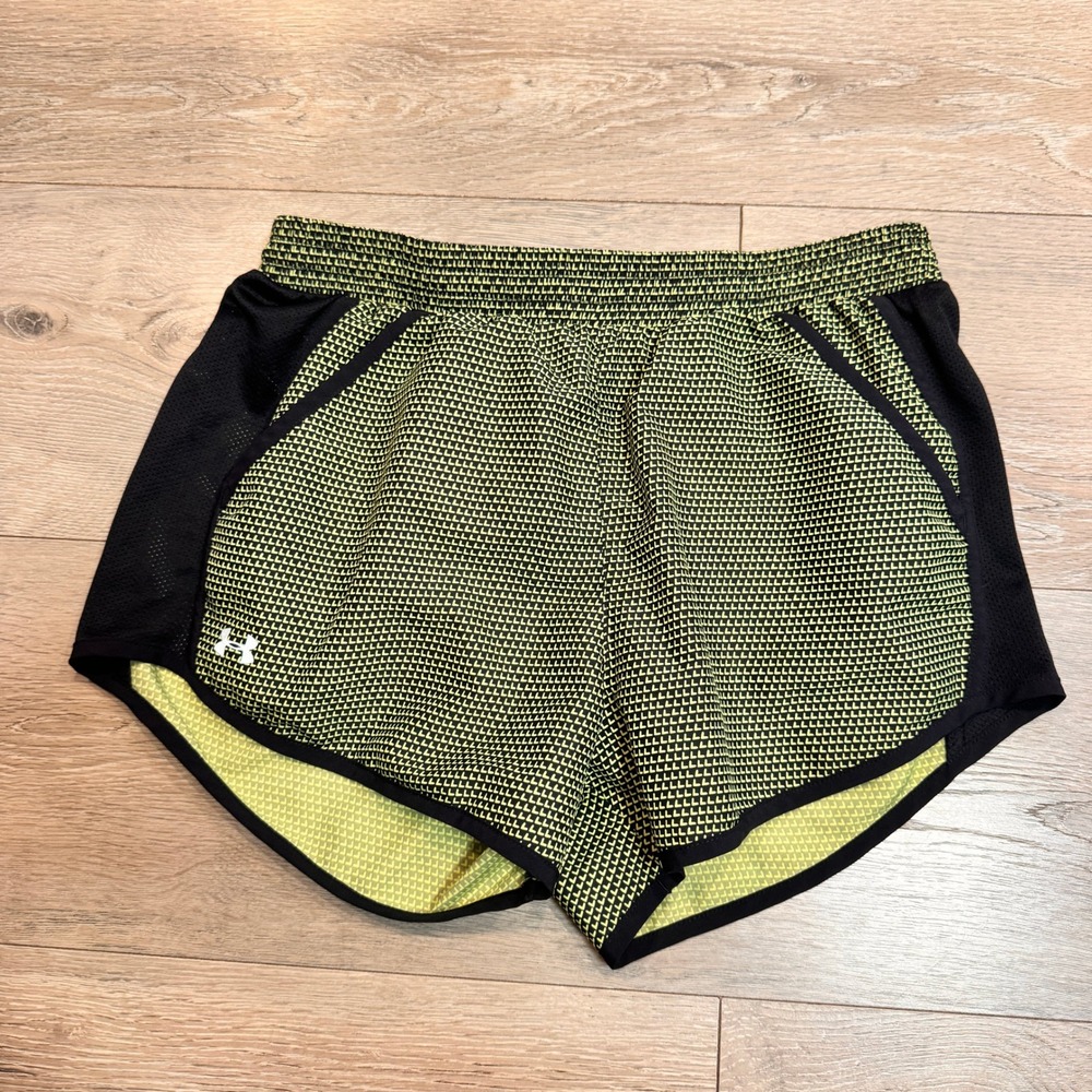Under Armour‎ Fly By 3" Running Shorts Small S Black Yellow Athletic HeatGear